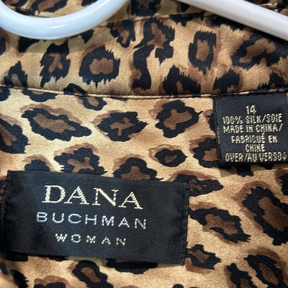 Dana Buchanan silk leopard print plus size 14/1X long sleeve button down shirt - Picture 4 of 5